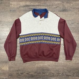 Vintage Aztec Abstract Patterned Blair Collared Sweatshirt Sz L